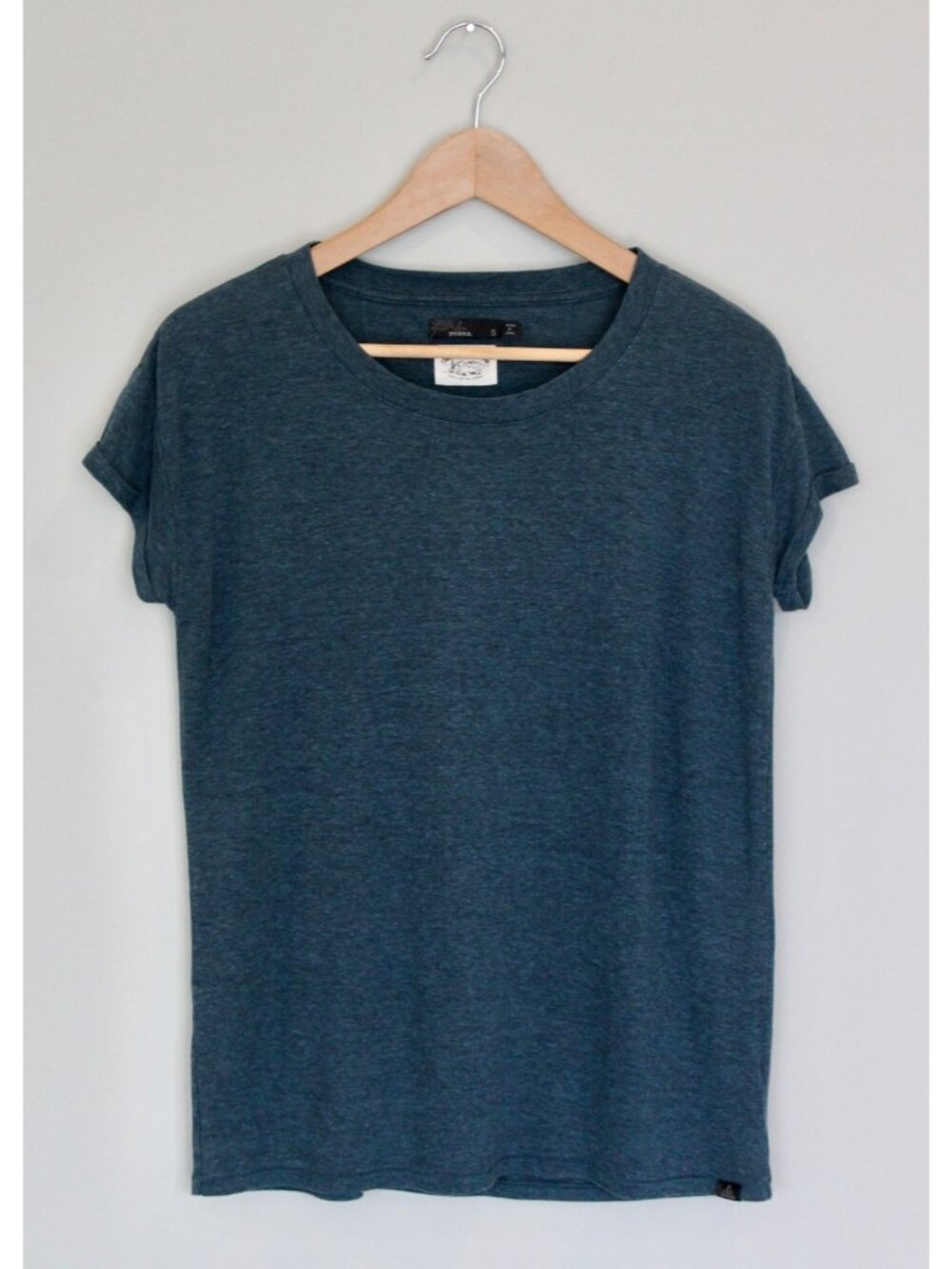 PRANA Cozy Up Tee Hemp Blend Teal Shirt, Size S Small